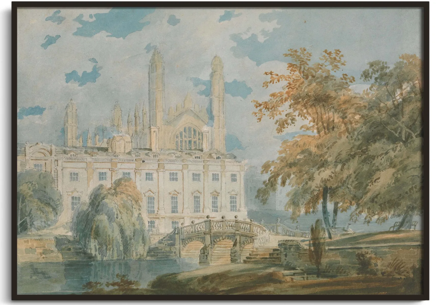 Galerie Mont Clare Hall and King’s College Chapel, Cambridge, from the Banks of the River Cam - William Turner^ Turner