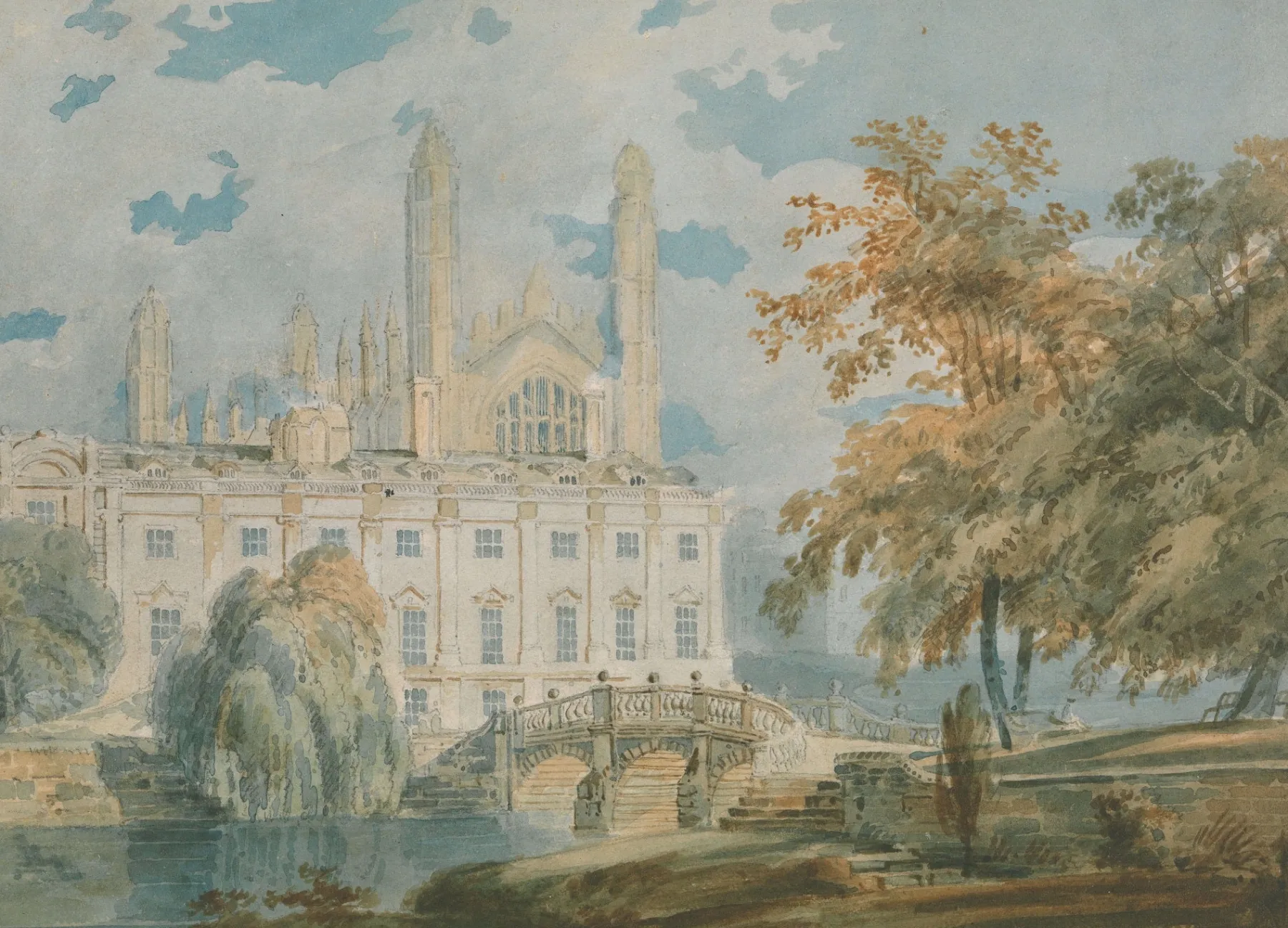 Galerie Mont Clare Hall and King’s College Chapel, Cambridge, from the Banks of the River Cam - William Turner^ Turner