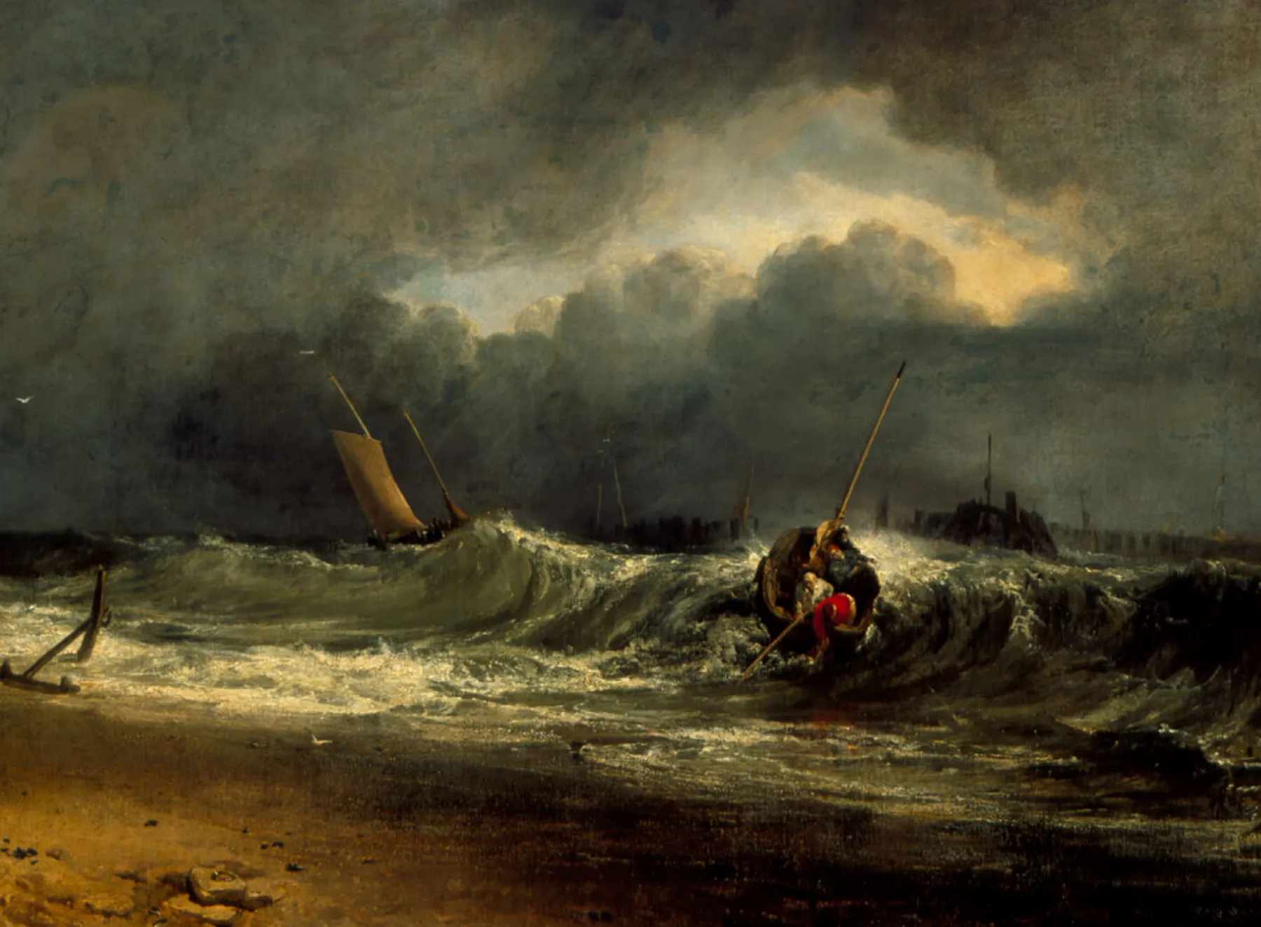 Galerie Mont Fishermen on a calm shore in stormy weather - William Turner^ Turner
